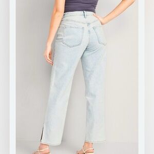 Old Navy Women's Curvy Button Fly High-Waisted OG Loose Side-Split Jeans